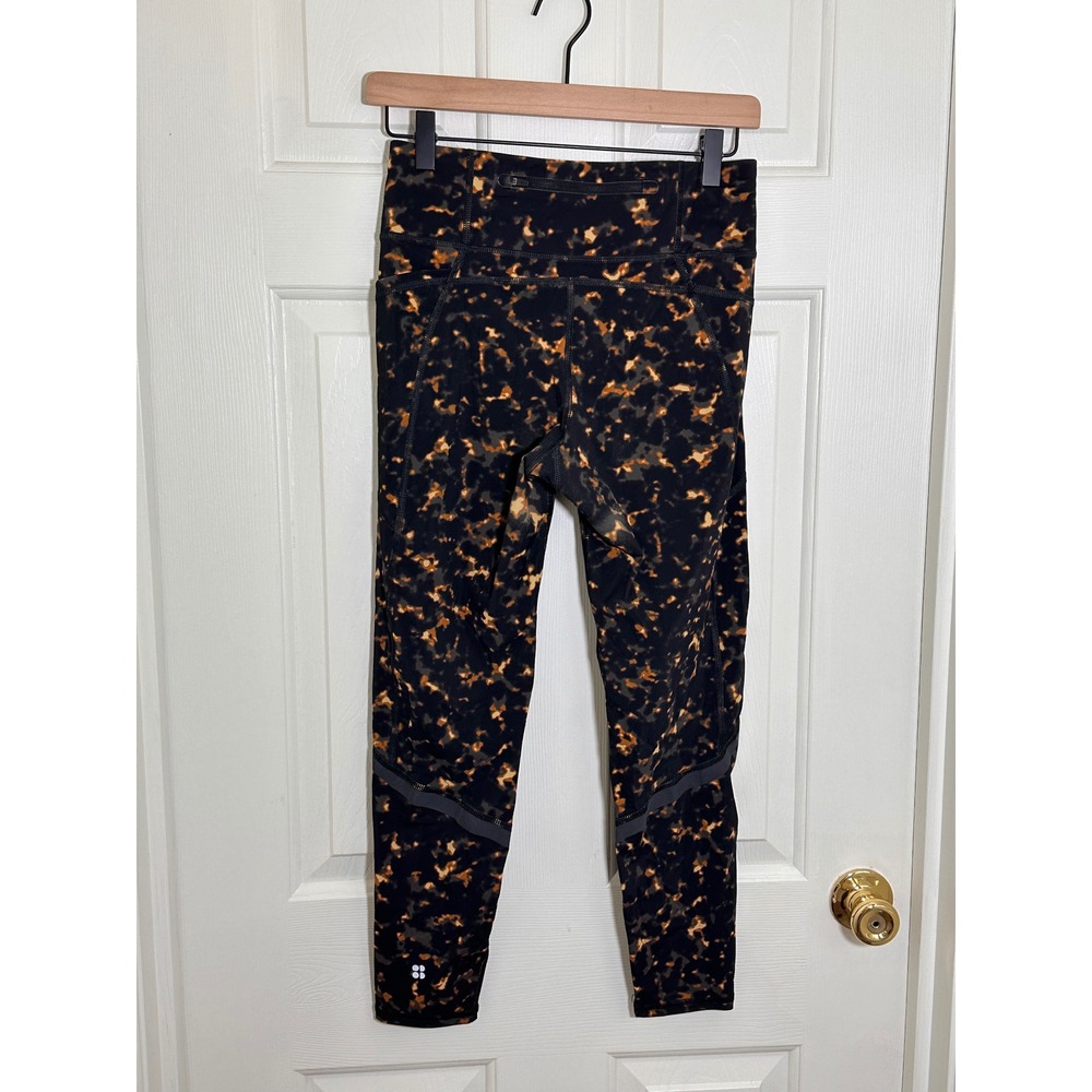 Sweaty Betty Zero Gravity 7/8 Running Leggings Black Orange Tortoise Size M - Picture 5 of 6